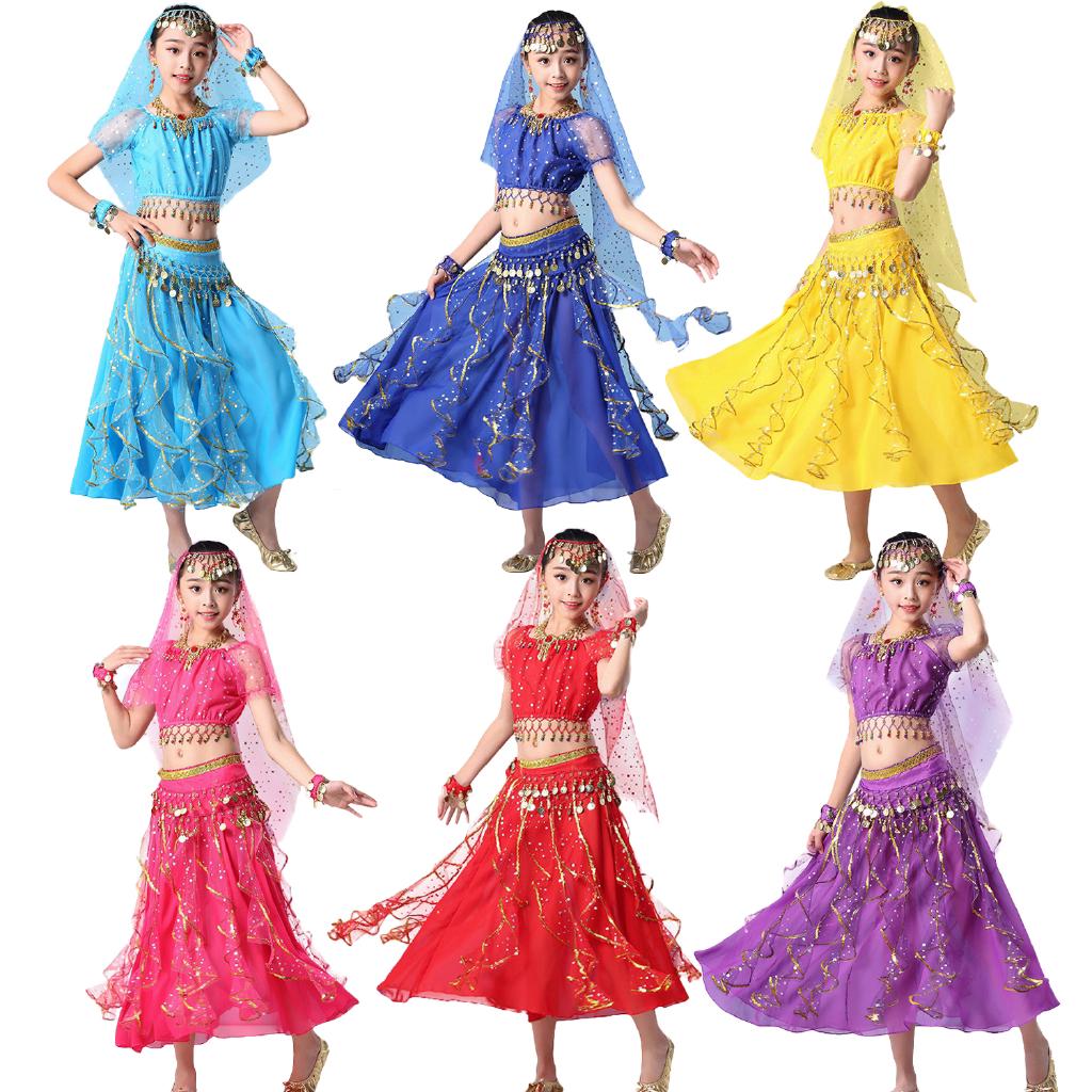 Kids Belly Dance Costumes Set Oriental Dance Girls Belly Dancing India  Belly Dance Clothes Bellydance Child Kids Indian 6 Colors