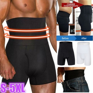 Men'S Compression High Waist Boxer Shorts Tummy Slim Body Shaper Fitness  Girdle Pants