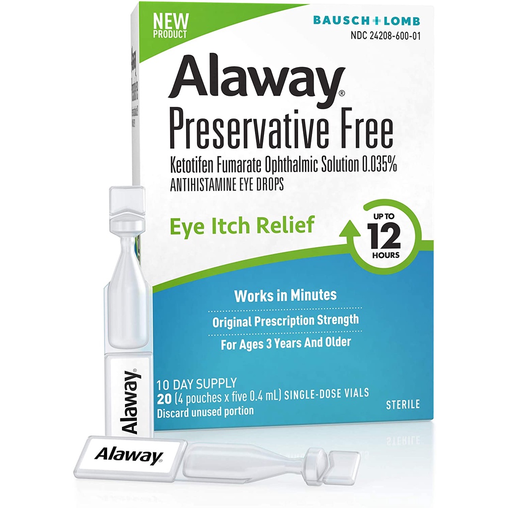 Alaway Eye Drops, Preservative Free Antihistamine Eye Drops for up to