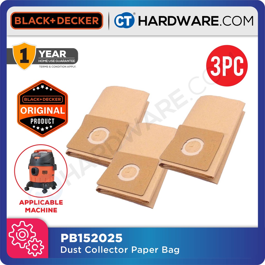 BLACK DECKER PB152025 PAPER DUST BAG X 3PCS FOR BDWD15 BDWDS20