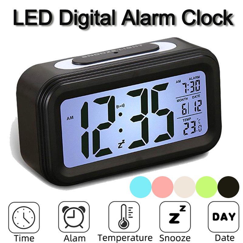 LED Digital Alarm Clock Large With Calendar/Battery Operated Alarm ...
