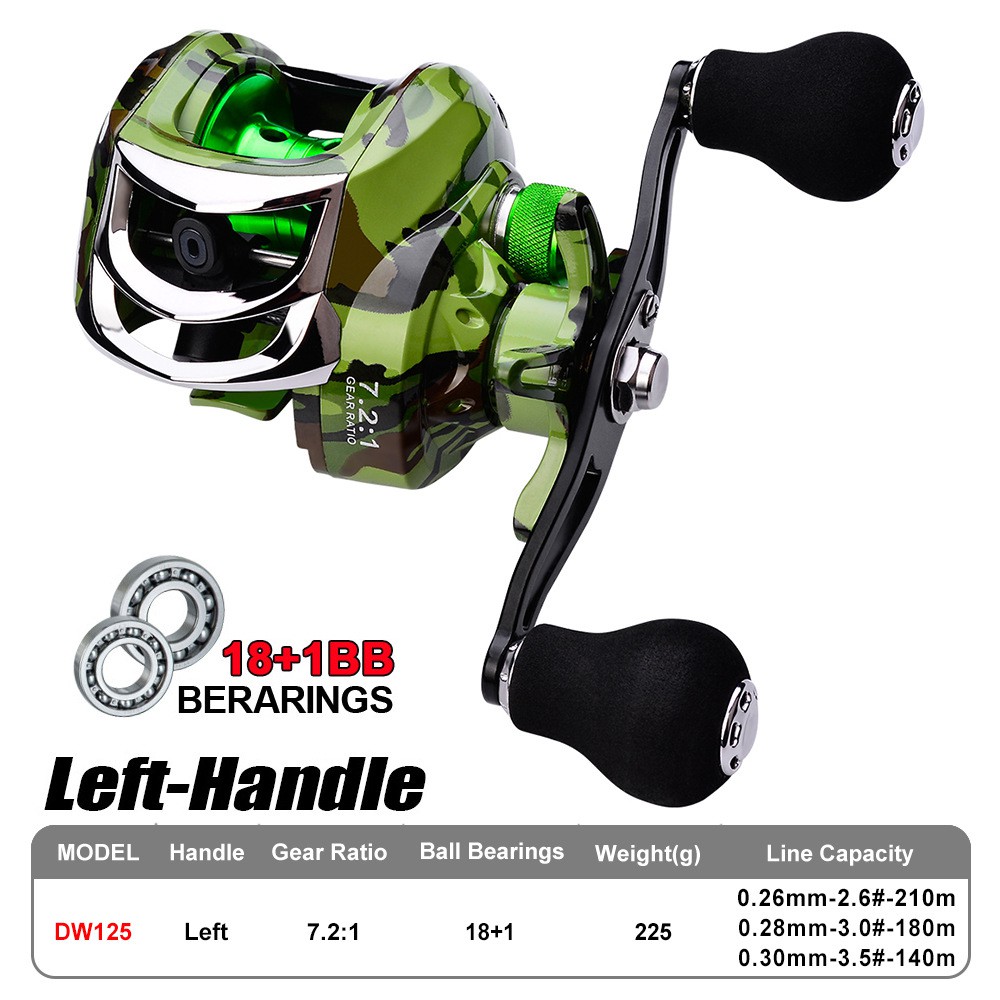PROBEROS New Metal Baitcasting Camo Water Drop Reel 18BB+1 Ultralight  Fishing Reel Left Right Hand Ratio 7.1:1 Gear Ratio Bearing Bait