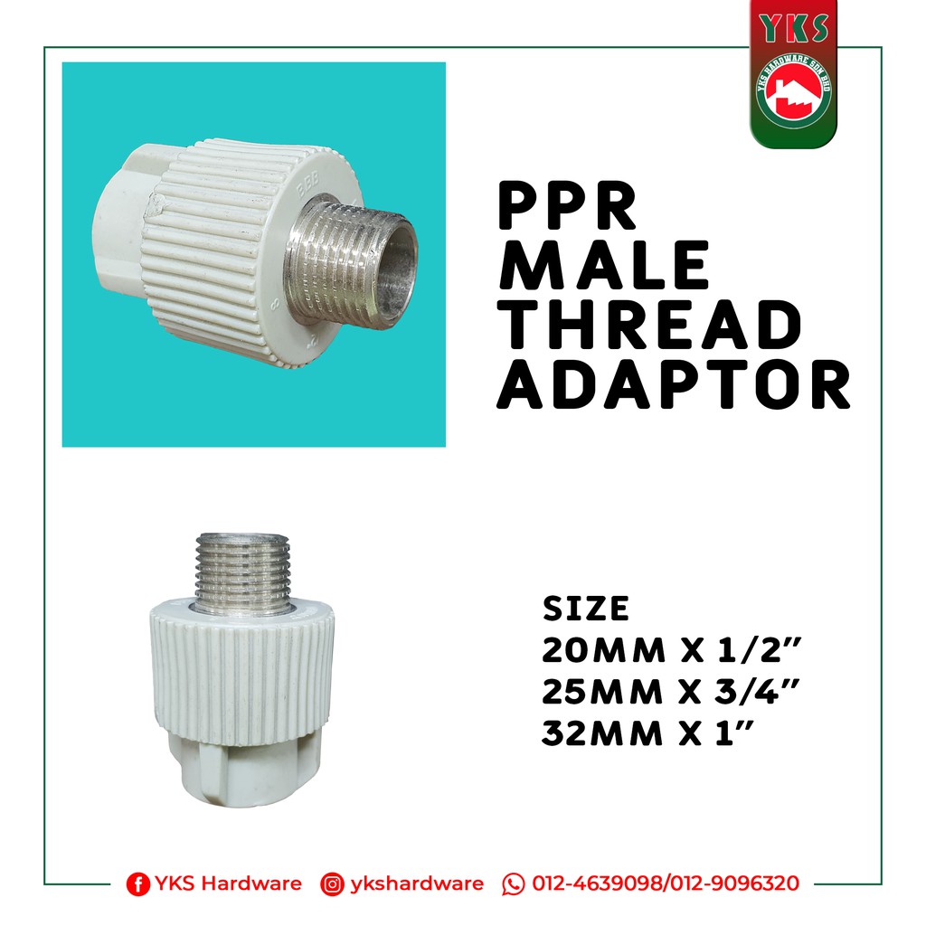 PPR MALE THREAD ADAPTOR - Pipe & Fittings System | Shopee Malaysia