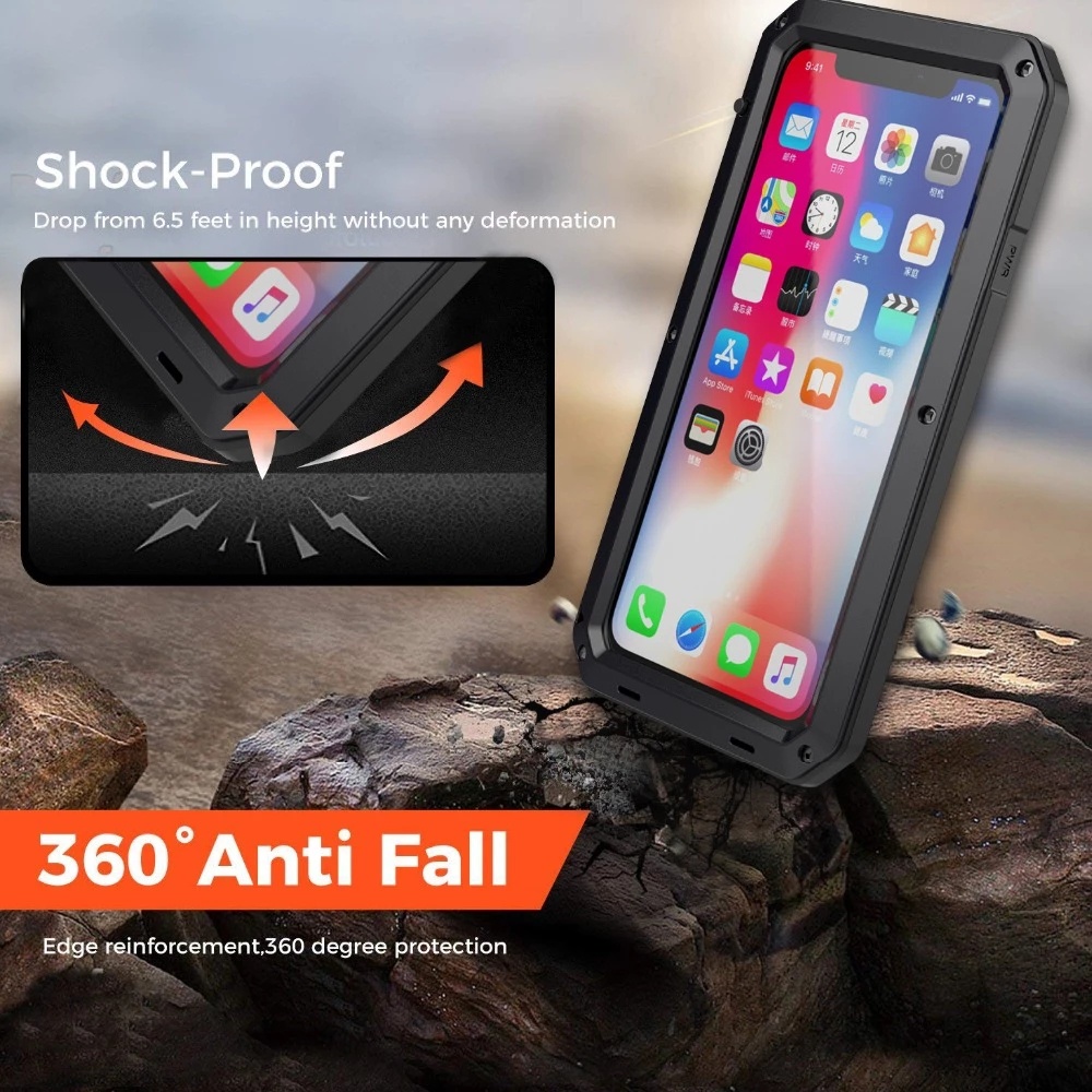 360 Full Protective waterproof Shockproof armor phone Case for iPhone ...