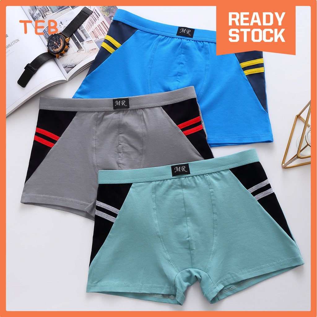 READY STOCK 3PCS Cotton Boxer Brief Men Boxer Stripe Men Underwear Men Brief Trunk Seluar Dalam Lelaki Spender M XXL Shopee Malaysia