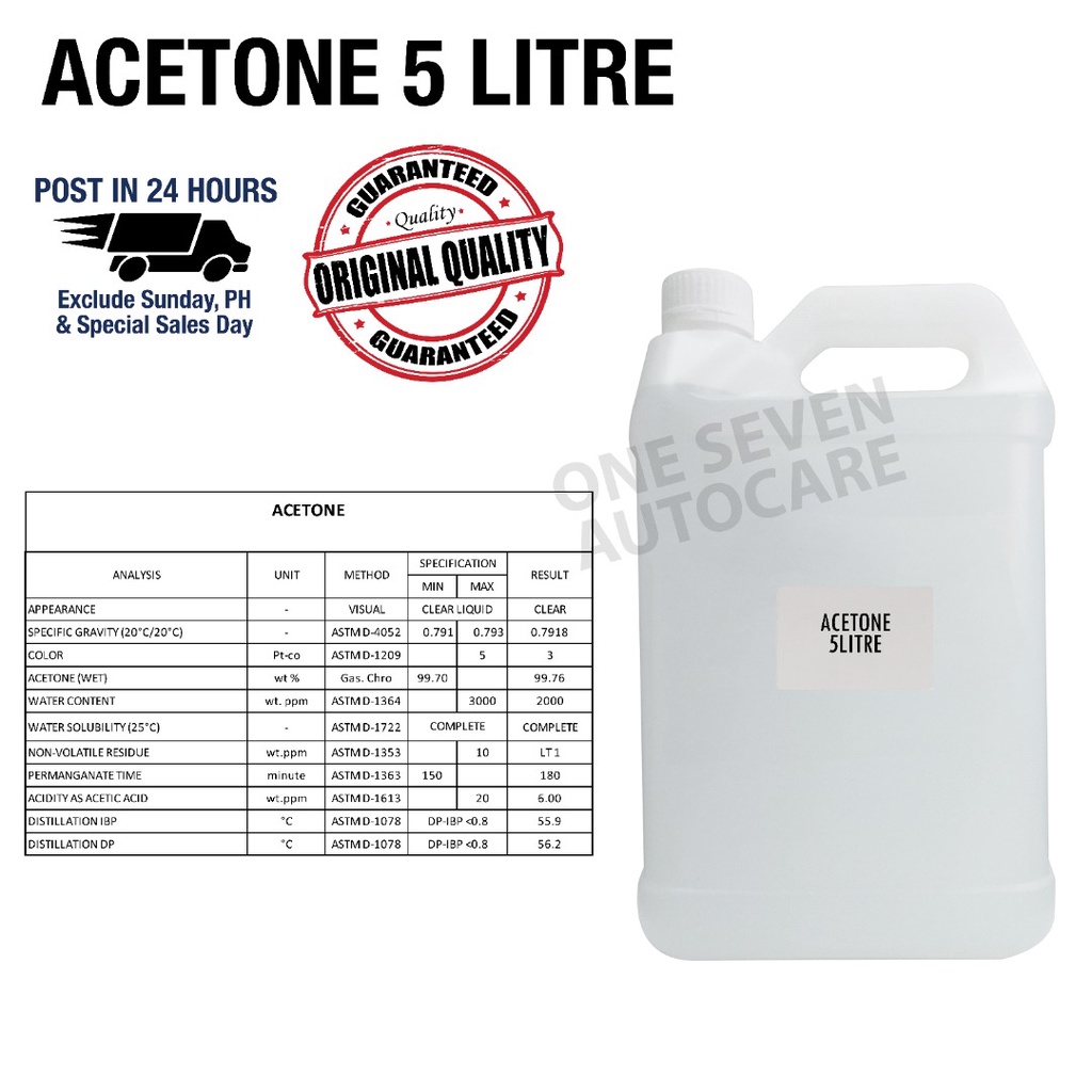 Acetone (Propanone) 丙酮 Nail Polish Remover, Super Glue Remover 1 LITRE
