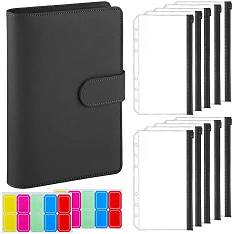 2024 A6 Binder Planner Notebook Binder Pockets Storage Cash Envelope Bills with 10pcs 6 Hole