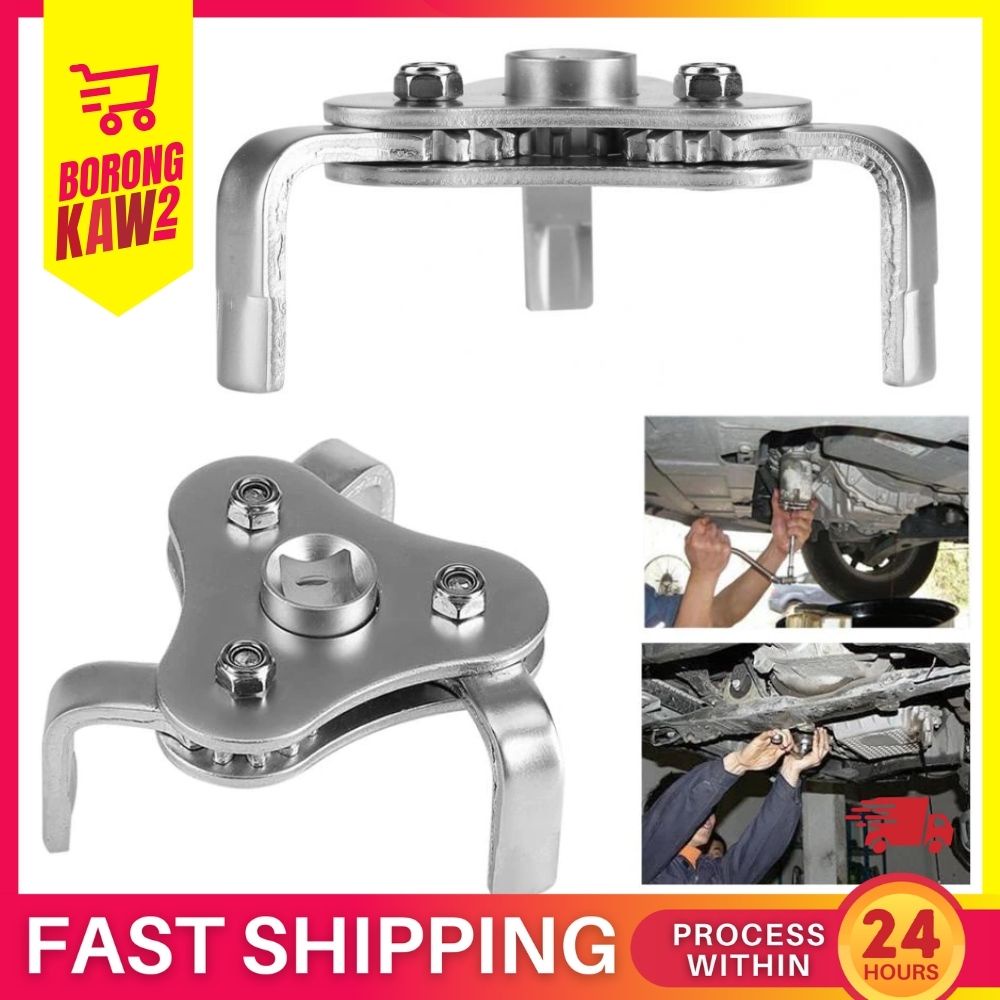 Adjustable Oil Filter Wrench Tool with 3 Jaw Remover Tool Durable Handy ...