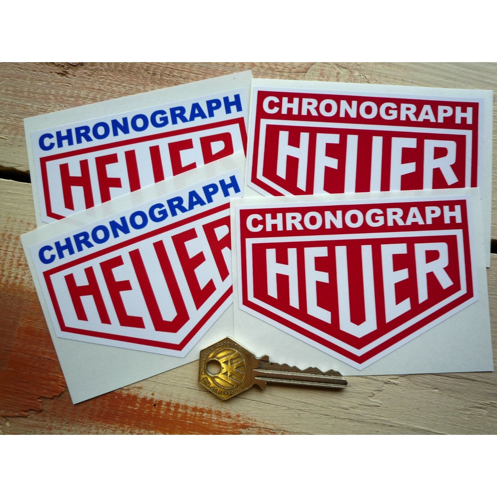 x2 Heuer Chronograph Classic Racing Car Stickers Pair Rally F1 Race ...
