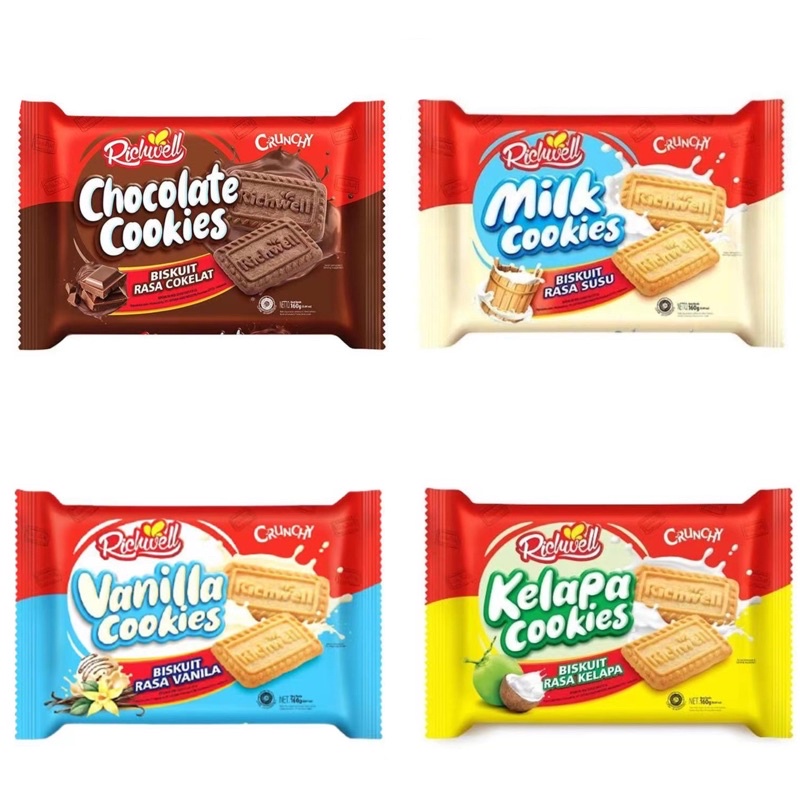 160g RICHWELL CRUNCHY COOKIES (CHOCOLATE / MILK / VANILLA / COCONUT ...