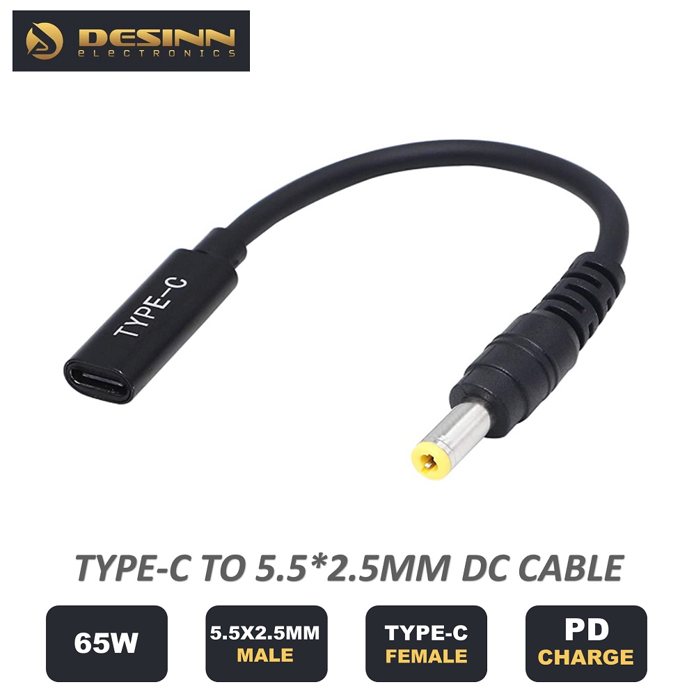 20V USB Type C Power Cable with 5.5 x 2.5mm Male Output Connector