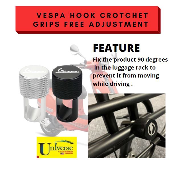 CNC Aluminum Alloy Bag Frame Hook Replacement - Fits GTS/LX/LXV/Sprint/Primavera 50-300 Models