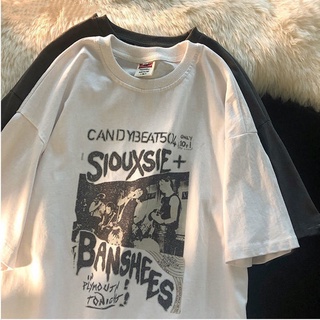Y2K Grunge Summer Pure Cotton Goth Clothing Loose Femal T-Shirts Print  Short Sleeve High Street Personality Harajuku Unisex Tees