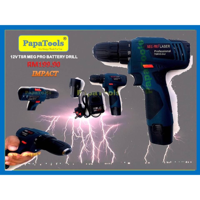 Meg Pro 12v Impact Battery Drill Shopee Malaysia