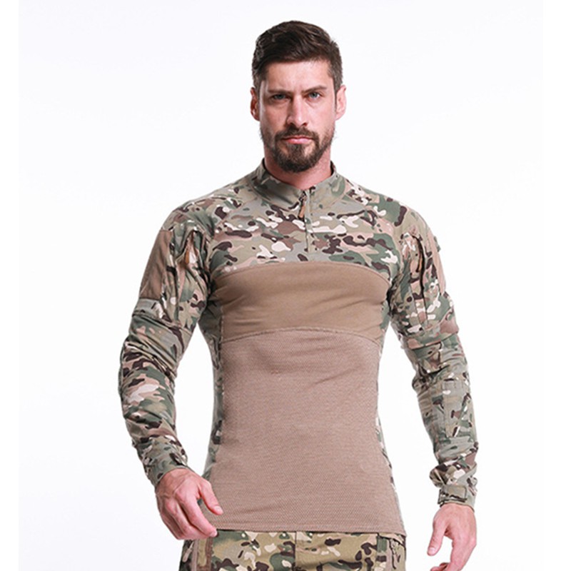 Men's Outdoor Tactical Solid Color Camouflage Long-sleeved Training ...