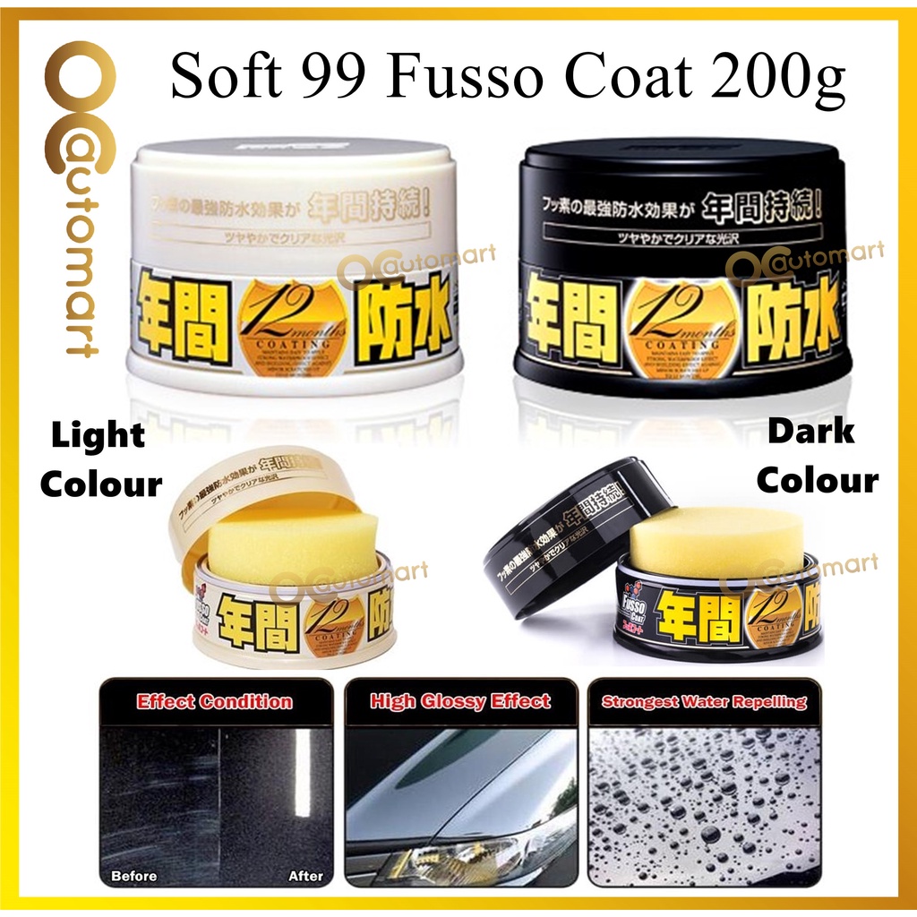 Free Gift ) Soft 99 Fusso Coat 12 Months Dark or Light Color Wax