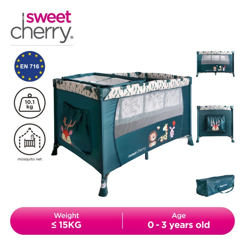 Sweet Cherry Portable Lightweight Travel Cot with Diaper Changing Table