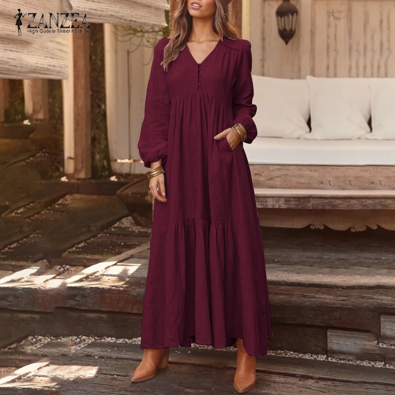 Zanzea Vintage Casual Baggy Dress