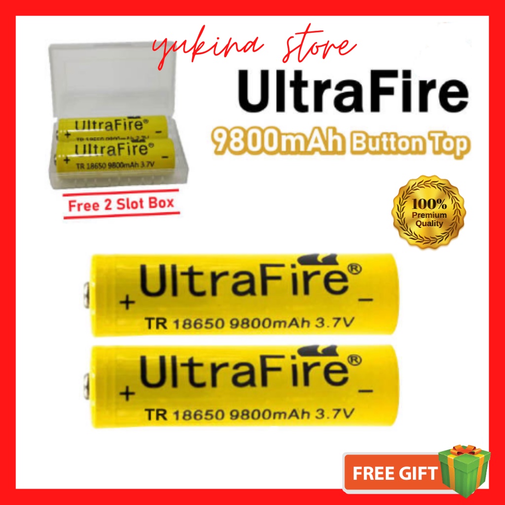 3.7V 18650 UltraFire 9800mAH Button Top Rechargeable Lithium Ion ...