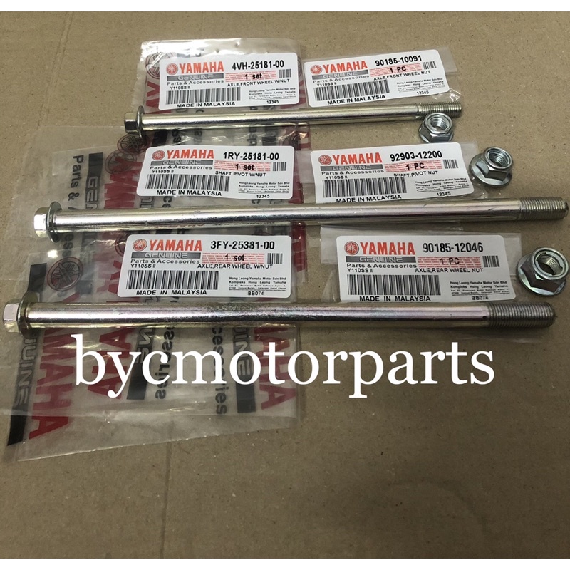 YAMAHA Y110NEW SS2 FRONT REAR WHEEL SHAFT SWING ARM SHAFT WITH NUT THAI ...
