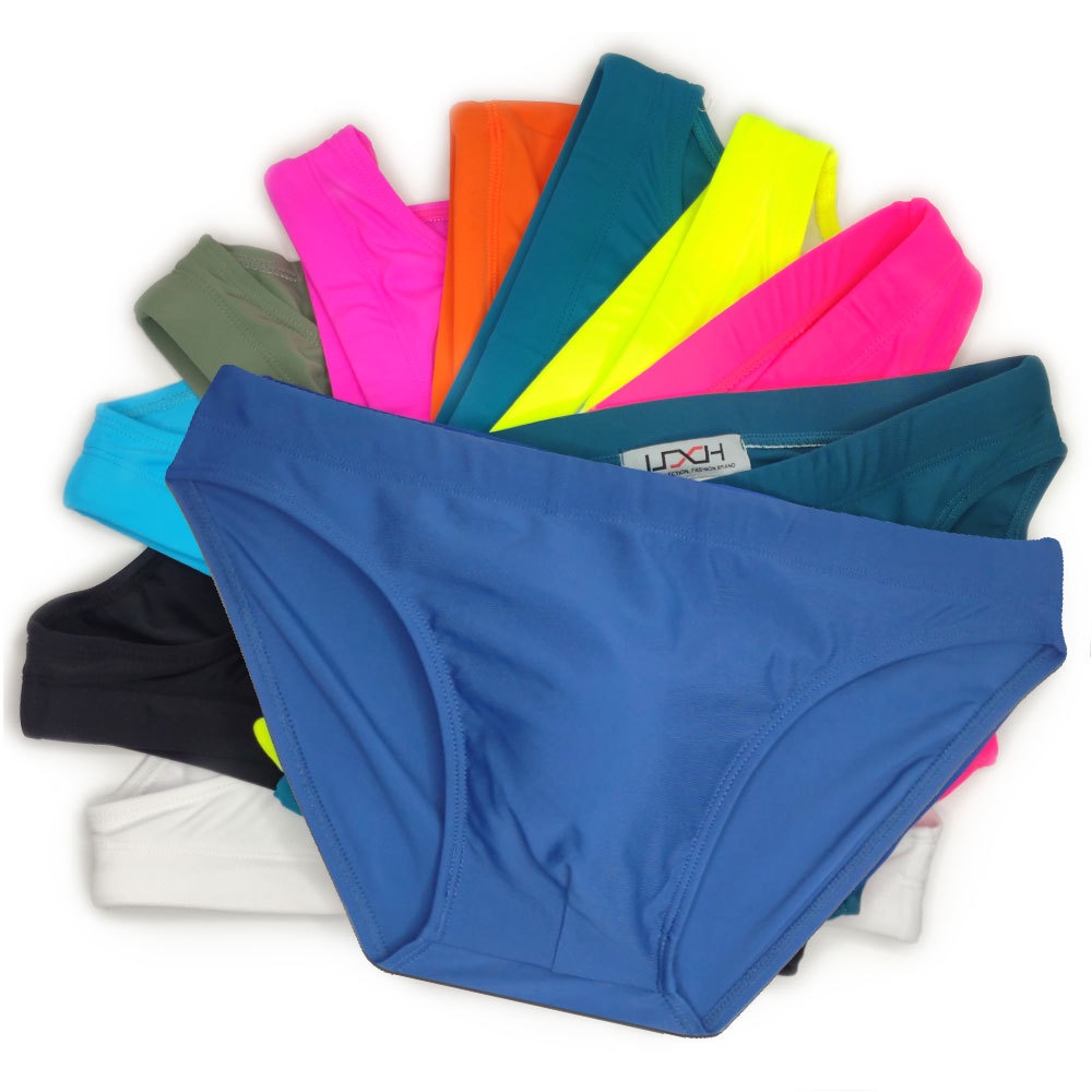 Men's Solid Color Tight Swimming Briefs Multi-color Simple Beach Shorts ...
