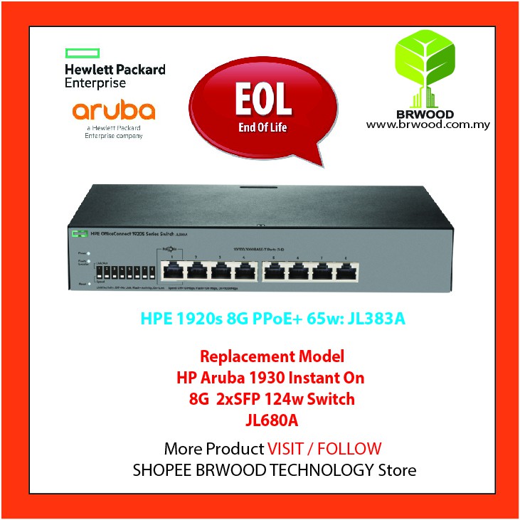 HPE JL380A: OFFICECONNECT 1920S 8G 8 PORT 10/100/1000 MBPS SWITCH ...