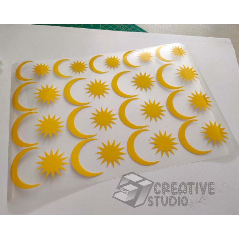 Single Pair Bulan Bintang Merdeka Sticker Bulan Bintang Sticker