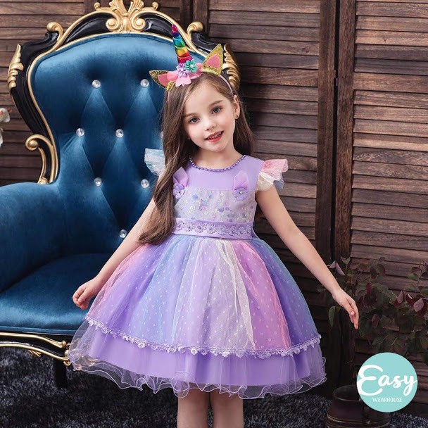 EASY WEARHOUSE FREE HEADBAND!!! Kids Girls Unicorn Tutu Princess Dress ...