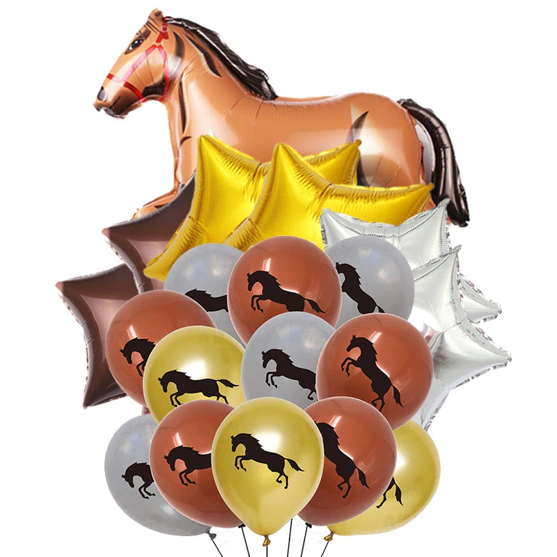 19pcs Horse Balloon Set Latex Balloon Helium Ballon Cowboy Horse Themed ...