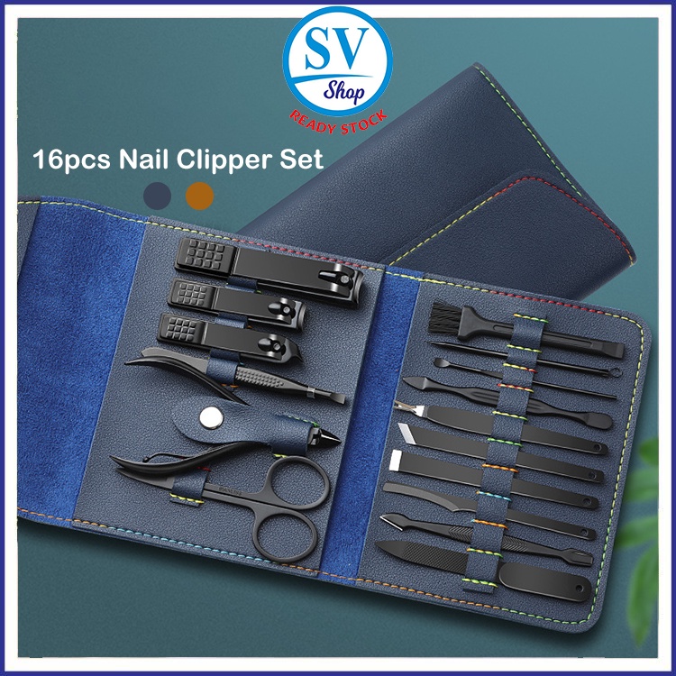 16pcs Nail Cutter Set Manicure Nail Clippers Pengilat Set Cutter