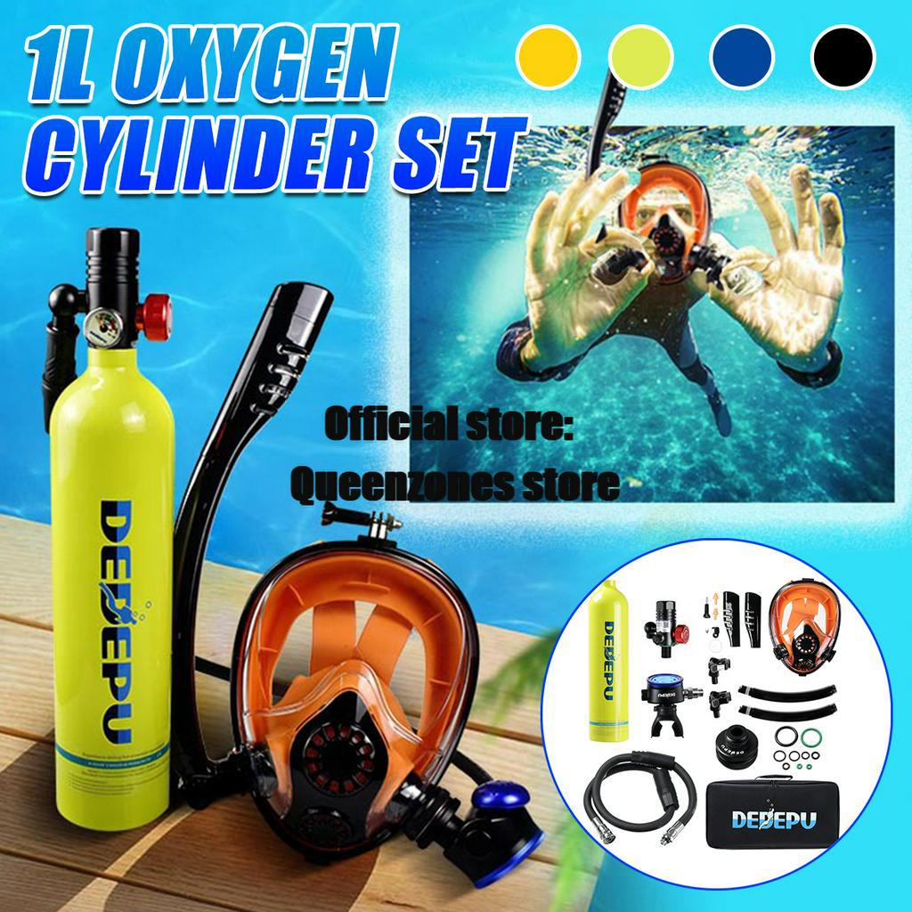 1L Oxygen Cylinder Full Face Snorkel Mask Device Diving Mini Scuba