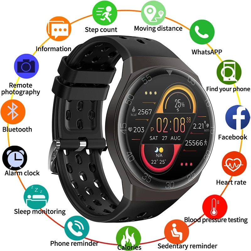 Smart Watch Business Full Touch Screen Men Heart rate monitor Fitness ...