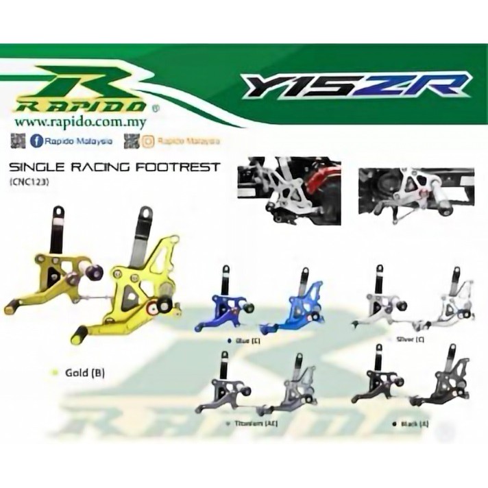 SINGLE RACING FOOTREST YAMAHA Y15ZR -RAPIDO (CNC-123) | Shopee Malaysia