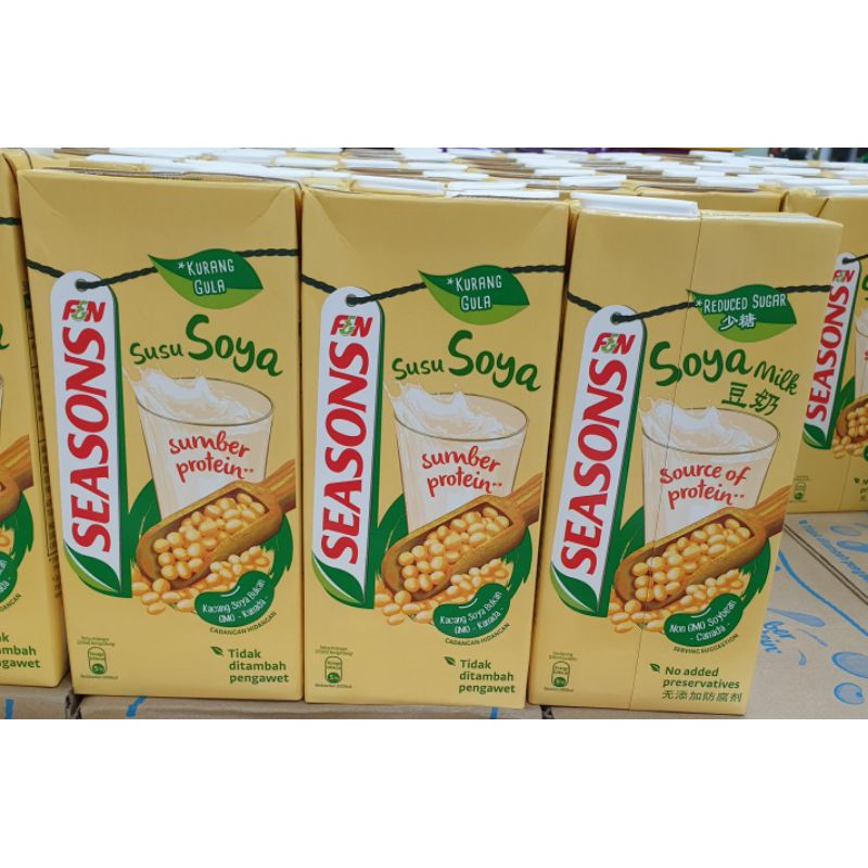 F&N Seasons Reduced Sugar No Added Preservatives Soya Milk 1L Per