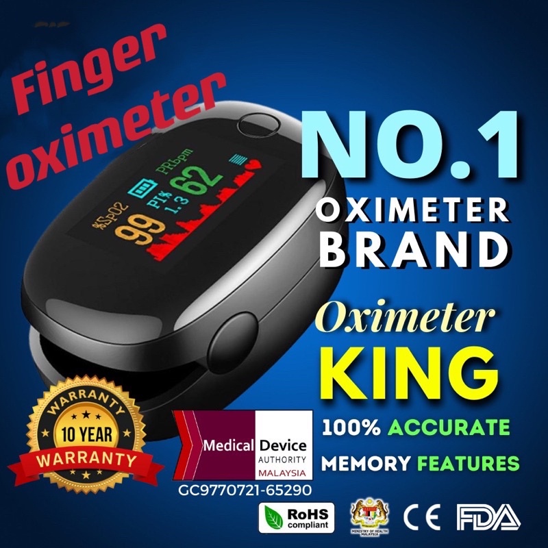 No.1 Brand Fingertip Pulse Oximeter Accurate & Fast Spo2 Reading Oxygen Meter Monitor with 10