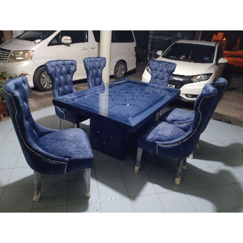 Chesterfield Dining Set Dining Table Dining Chairs 6 1 Meja Makan hot Shopee Malaysia