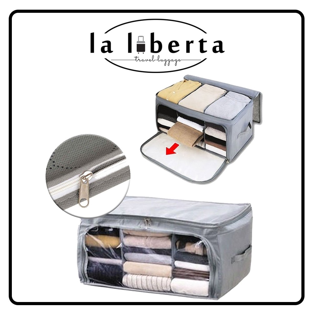 62L Bamboo Charcoal Antibacterial Clothes Organizer Storage Box