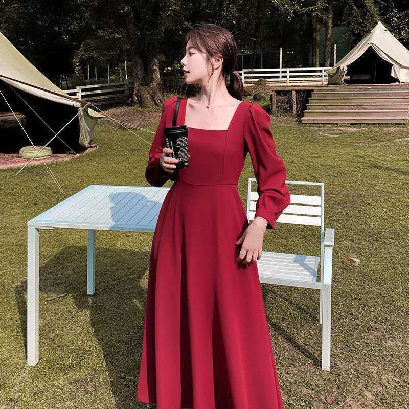 Square Neck Shopee Long Sleeve Dress Ever-Pretty Square Neck Long Sleeve  Chiffon Dress For Garden