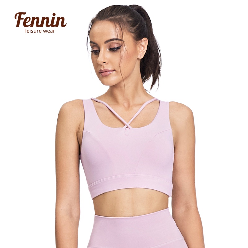 FENIN Sports Bra Shockproof Gathered Cross Strap Beauty Back