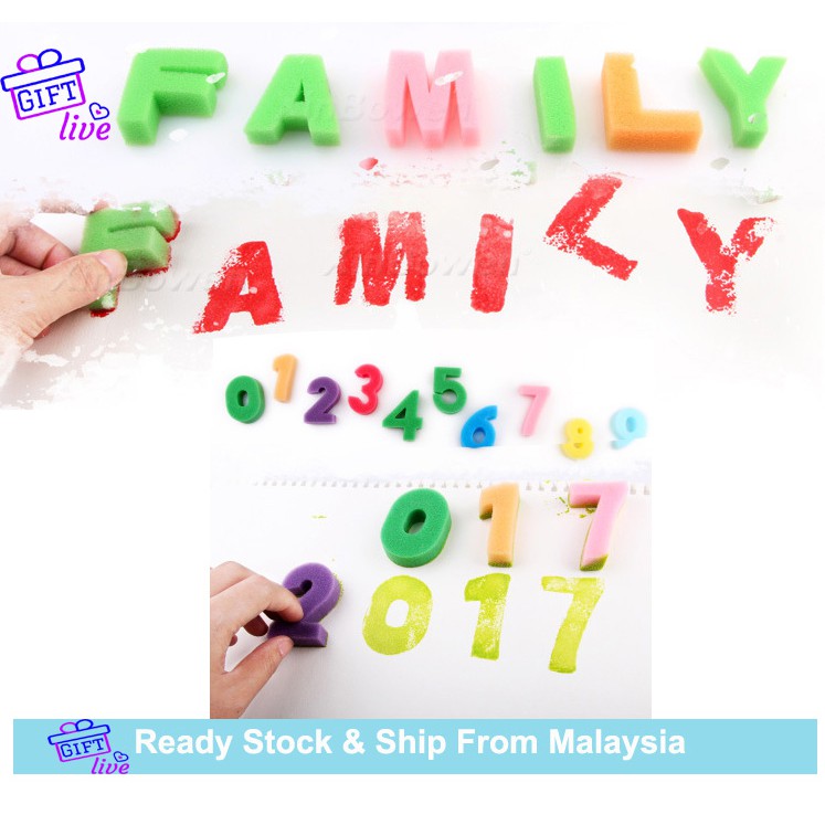 Alphabet Letter Number Sponge Graffiti Painting Craft Tools for Kids ...