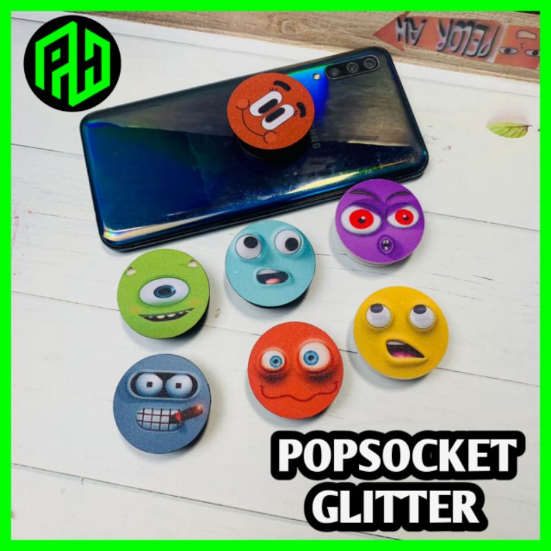 (PH) Popsocket GLITTER Popsocket Cellphone Cute Emoji Character ...