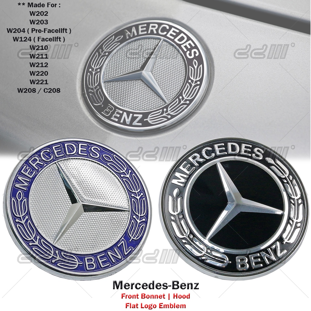 Front Flat Logo Emblem Mercedes Benz W202 W203 W204 W205 W124 W208 W210 ...