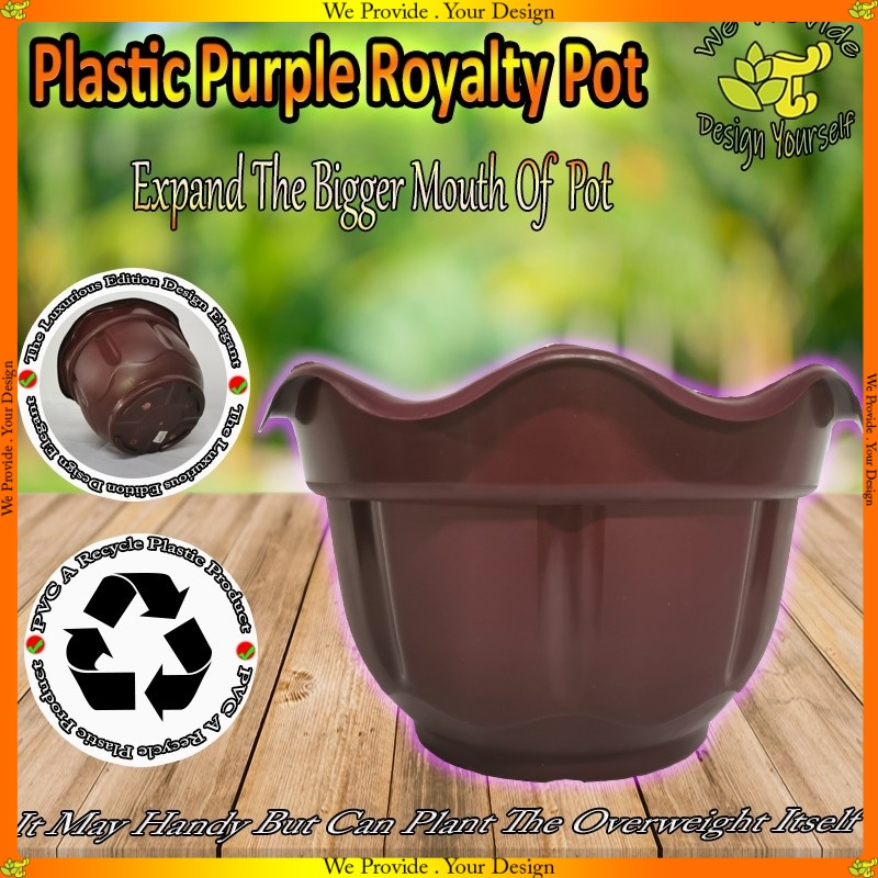 [P70] Plastic Purple Royalty Flower Pot Expand The Bigger Mouth Of Pot ...