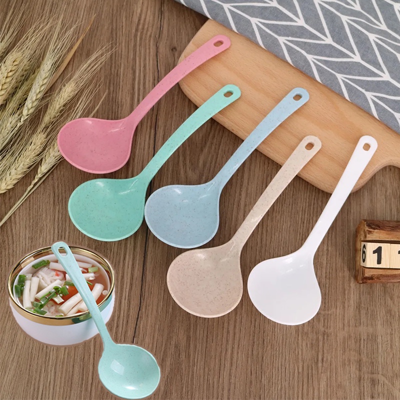 1Pc Colorful Simple Wheat Straw Soup Spoon / High Quality Eco-friendly ...