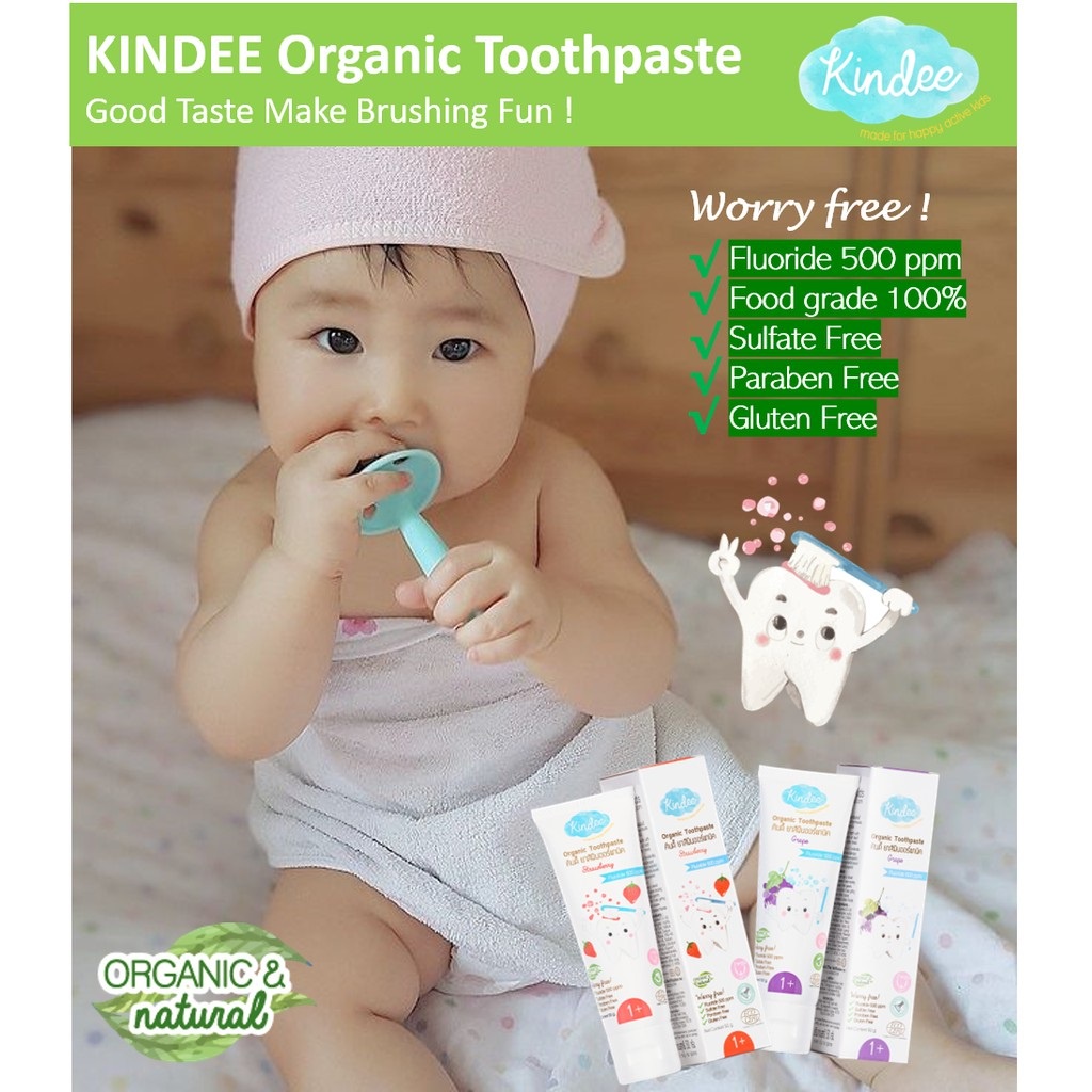 Kindee: Organic Toothpaste - Grape / Strawberry 50G | Shopee Malaysia