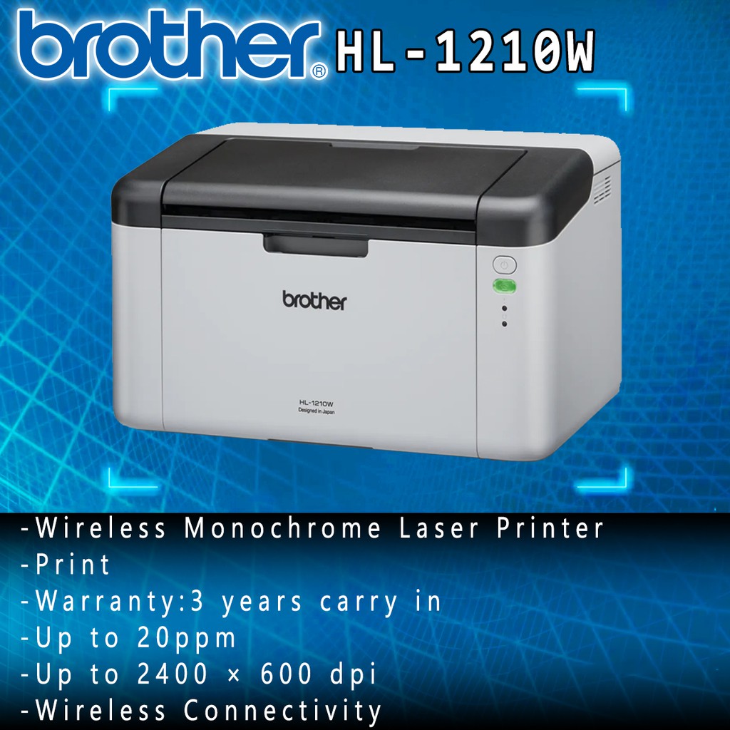 Brother HL-1210W Monochrome Wifi Wireless USB Laser Printer C/W ...