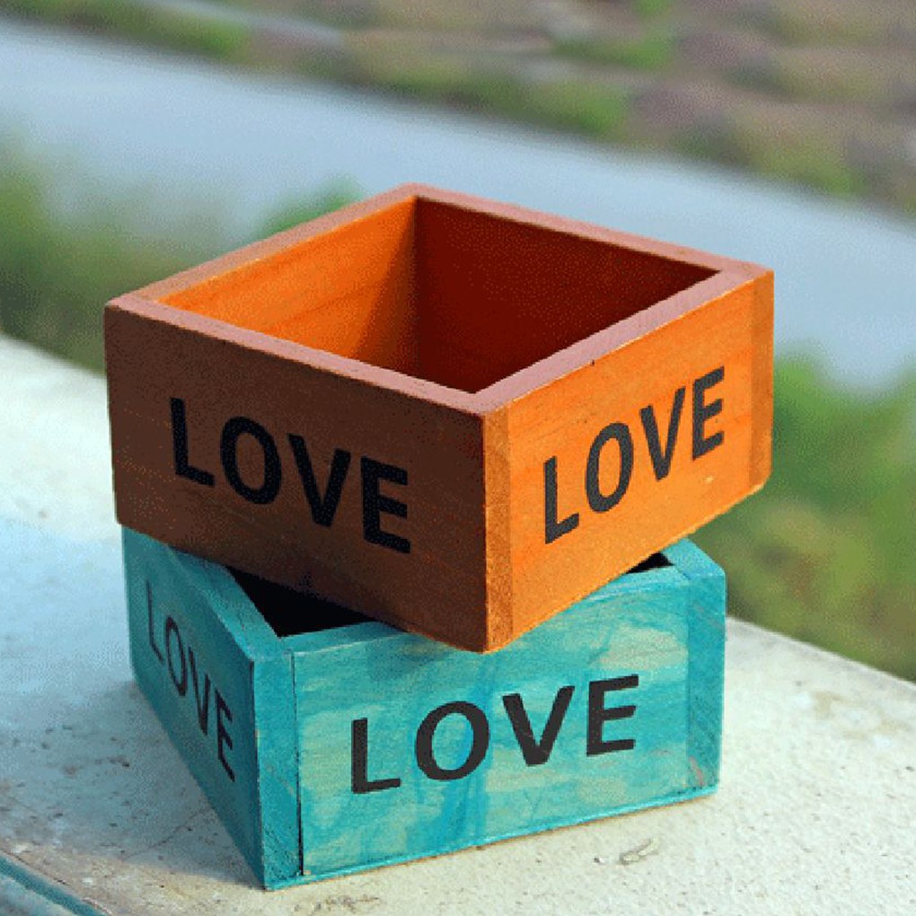 Retro Style Wooden Square Storage Box Bonsai Boxes for Home Office ...