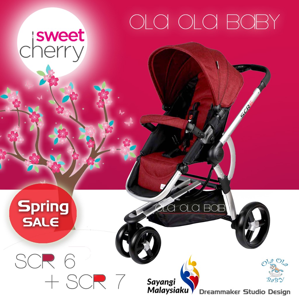 Sweet Cherry SCR6 Stroller maroon pink Shopee Malaysia