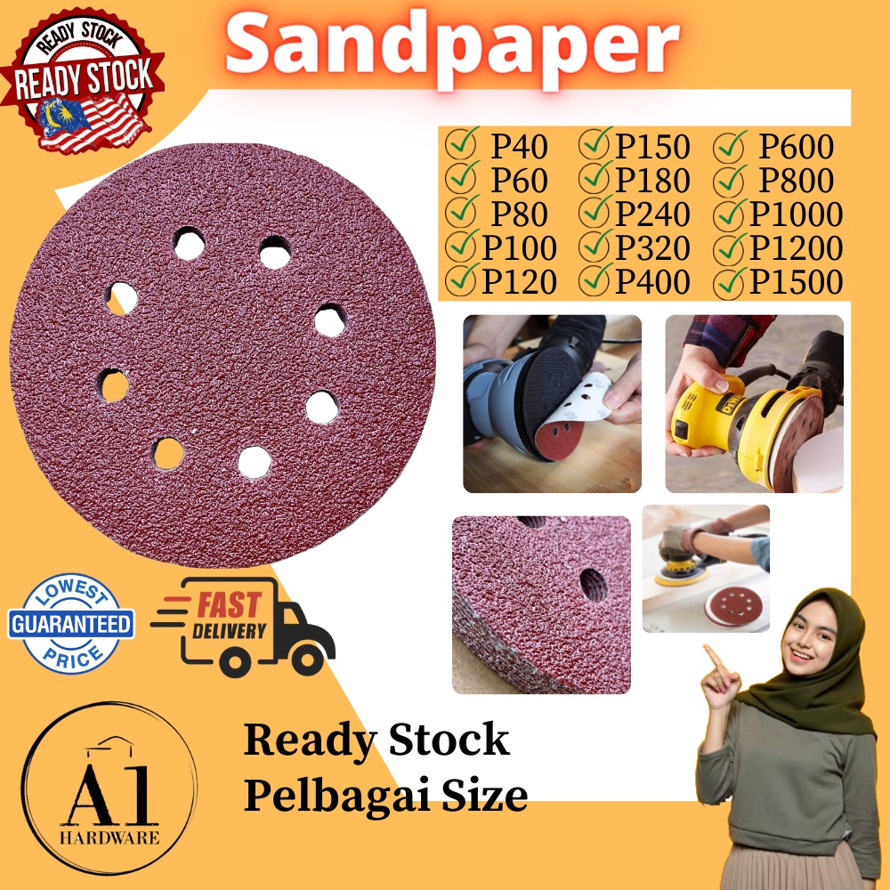 5 inch Kertas Pasir Bulat Round Sand Paper Grinder Sand Paper