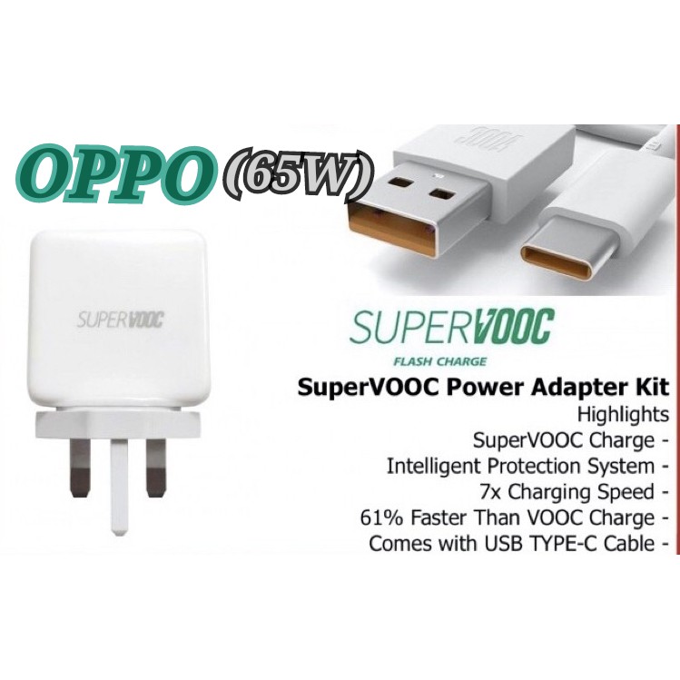 OPPO 120W VOOC Charger Fast Charging 65WATT SUPERVOOC Fast Charging 5A